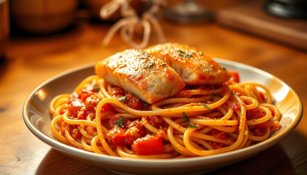 delicious salmon spaghetti