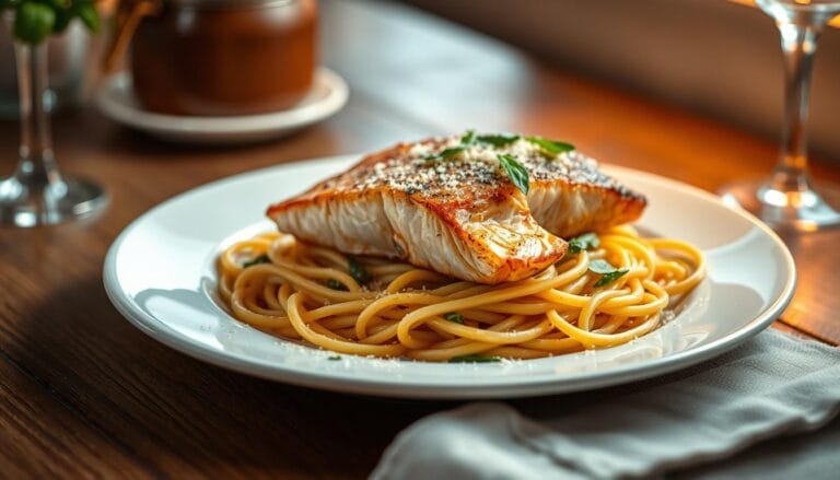 lachs mit spaghetti